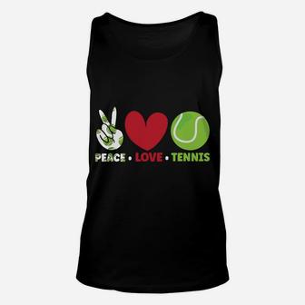 Peace Love Tennis Funny Tennis Lover Shirt Tennis Player Unisex Tank Top | Crazezy