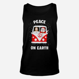 Peace On Earth Santa And Jesus Hippie Fan Unisex Tank Top - Monsterry