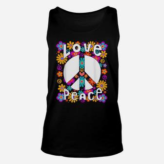 Peace Sign Love Shirt 60S 70S Tie Dye Hippie Costume Gift Unisex Tank Top | Crazezy