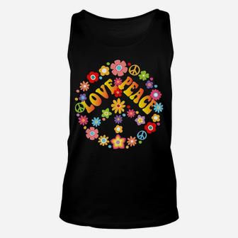 Peace Sign Love T Shirt 60S 70S Tie Dye Hippie Costume Unisex Tank Top | Crazezy
