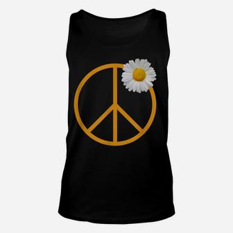 Peace Sign White Flower Boho Hippie Style Unisex Tank Top | Crazezy