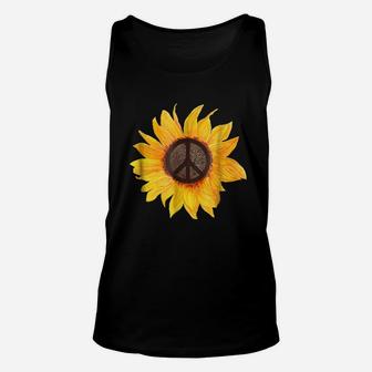 Peace Sunflower Flower Hippy Boho Style Gift T-Shirt Unisex Tank Top | Crazezy CA