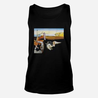 Persistence Of Meowory Funny Melting Cat Classical Art Meme Unisex Tank Top | Crazezy