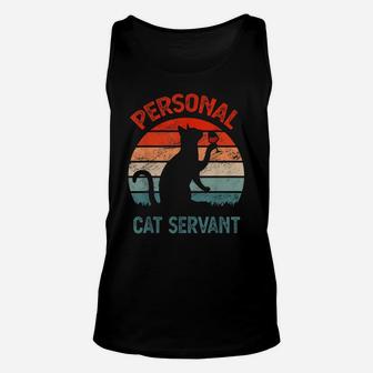 Personal Cat Servant Vintage Retro Funny Cat Lover Gift Unisex Tank Top | Crazezy AU
