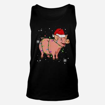 Pig Christmas Funny Santa Hat Christmas Animal Unisex Tank Top | Crazezy