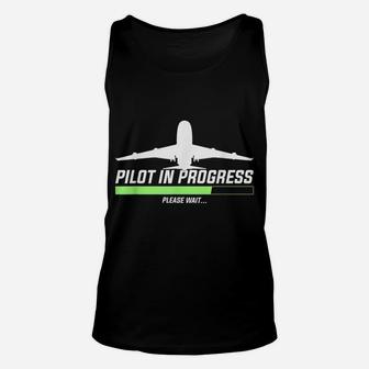 Pilot In Progress, Please Wait | Funny Aviation Pilot Unisex Tank Top | Crazezy