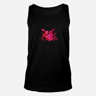 Pink Red Heart Valentines Day Drum Unisex Tank Top - Monsterry