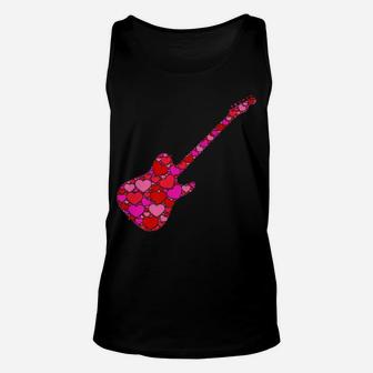 Pink Red Heart Valentines Day For Musician - Electric Guitar Unisex Tank Top | Crazezy