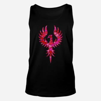 Pink Red Heart Valentines Day Phoenix Mythical Bird Unisex Tank Top - Monsterry AU