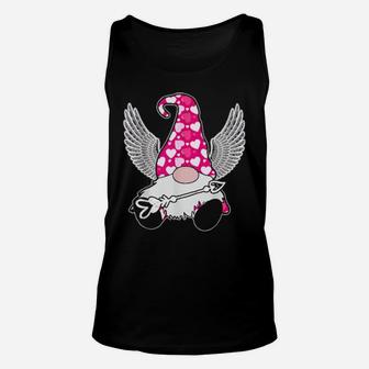 Pink Valentine Gnome Cupid Cute Hearts Happy Valentines Day Unisex Tank Top - Monsterry