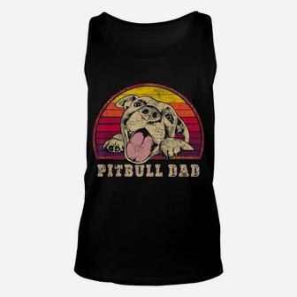 Pitbull Dad - Vintage Smiling Pitbull Fathers & Dog Lovers Unisex Tank Top | Crazezy