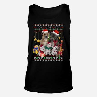 Pitbull Ugly Christmas Sweater Santa Hat Gift Unisex Tank Top | Crazezy UK