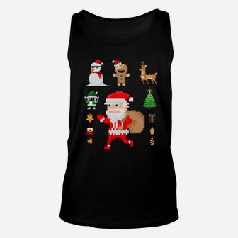 Pixel Art 8Bit Santa Claus And Friends Unisex Tank Top - Monsterry