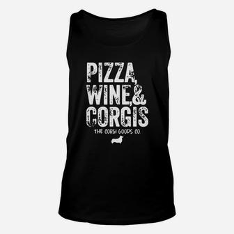 Pizza Wine And Corgis The Corgi Goods Co Canvas Unisex Tank Top - Monsterry