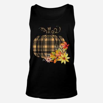 Plaid Pumpkin Flower Autumn Fall Graphic Gift Unisex Tank Top | Crazezy DE