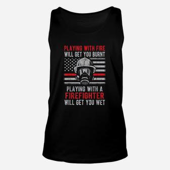 Playing With Fire Firefighter Unisex Tank Top | Crazezy