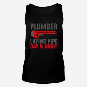 Plumber Laying Pipe Day & Night Unisex Tank Top | Crazezy CA