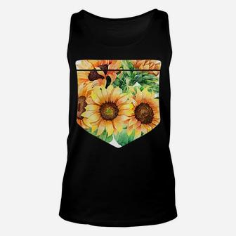 Pocket Sunflowers Florist Yellow Flower Blossom Sunflower Unisex Tank Top | Crazezy