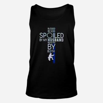 Police Blesses By God Spoiled By My Husband Protected By Both Unisex Tank Top - Monsterry