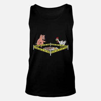 Police Line Do Not Cross Pig And Chicken Funny Food Unisex Tank Top - Thegiftio