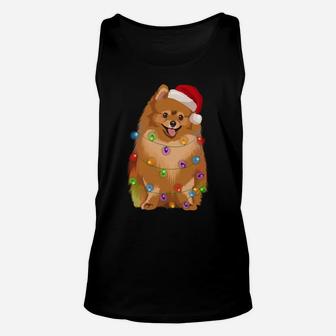Pomeranian Christmas Lights Xmas Pom Dog Lover Sweatshirt Unisex Tank Top | Crazezy