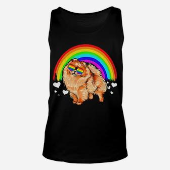 Pomeranian Rainbow Sunglasses Gay Pride Lgbt Gifts Unisex Tank Top - Monsterry