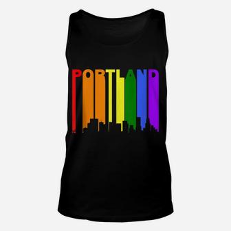 Portland Oregon Lgbtq Gay Pride Rainbow Skyline Unisex Tank Top | Crazezy