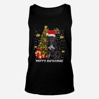 Portuguese Water Dog Christmas Lights Tree Santa Xmas Pajama Unisex Tank Top | Crazezy UK
