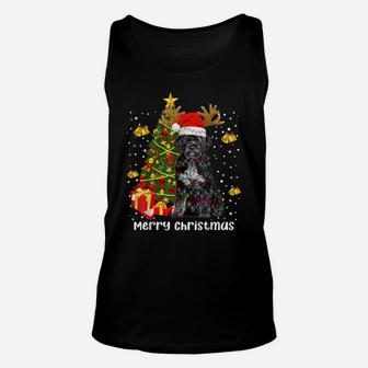 Portuguese Water Dog Christmas Lights Tree Santa Xmas Pajama Unisex Tank Top | Crazezy AU