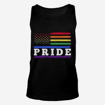 Pride Lgbt Rainbow American Flag Gay Pride Rainbow Pullover Unisex Tank Top | Crazezy
