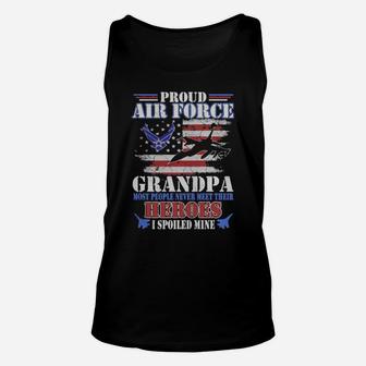 Proud Air Force Grandpa Most People Never Meet Their Heroes American Flag Veteran Patriotic Unisex Tank Top - Monsterry UK