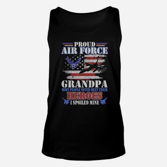 Proud Air Force Grandpa Most People Never Meet Their Heroes American Flag Veteran Patriotic Unisex Tank Top - Monsterry CA