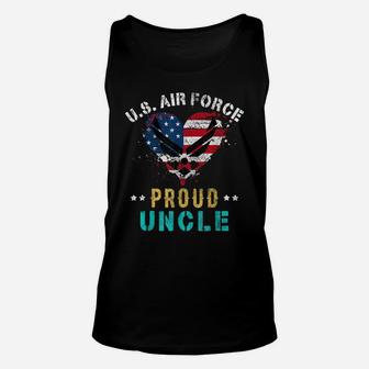 Proud Air Force Uncle American Flag Heart Veteran Unisex Tank Top | Crazezy