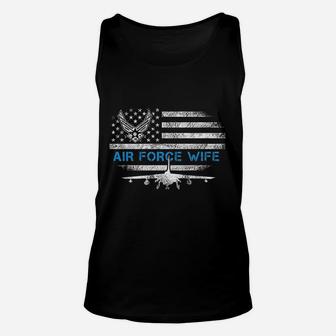 Proud Air Force Wife Veteran Flag Gift Unisex Tank Top | Crazezy