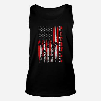Proud American Pitbull Terrier Flag Funny Dog Dad Mom Gifts Unisex Tank Top | Crazezy