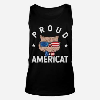 Proud Americat Patriotic 4Th Of July Cat Unisex Tank Top - Monsterry
