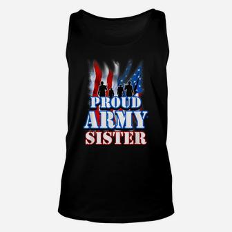 Proud Army Sister Shirt Patriotic Usa Flag Women Unisex Tank Top | Crazezy