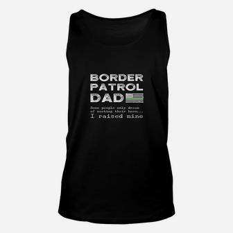 Proud Border Patrol Dad Father Thin Green Line American Flag Unisex Tank Top | Crazezy UK