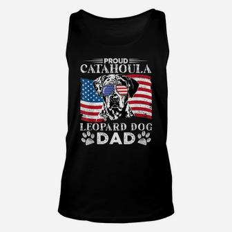 Proud Catahoula Leopard Dog Dad American Flag Patriotic Dog Unisex Tank Top | Crazezy