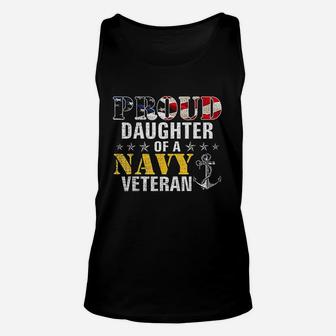Proud Daughter Of A Navy Veteran American Flag Military Gift Unisex Tank Top | Crazezy