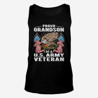 Proud Grandson Of A Us Army Veteran - Military Vet's Family Unisex Tank Top | Crazezy