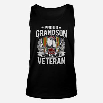 Proud Grandson Of A World War 2 Veteran Military Family Gift Unisex Tank Top | Crazezy