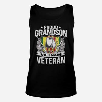 Proud Grandson Of Vietnam Veteran Dog Tags Military Family Unisex Tank Top | Crazezy DE