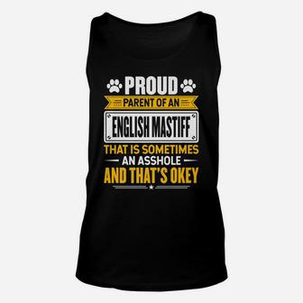 Proud Parent Of An English Mastiff Funny Dog Owner Mom & Dad Unisex Tank Top | Crazezy