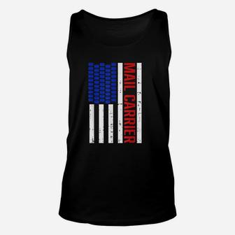 Proud Patriotic Postal Worker American Flag Unisex Tank Top | Crazezy