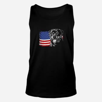 Proud Rottweiler American Flag Unisex Tank Top | Crazezy