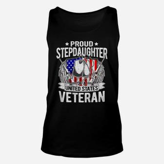 Proud Stepdaughter Of United States Veteran Military Family Unisex Tank Top | Crazezy