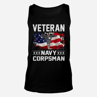 Proud Veteran Navy Corpsman T-Shirt Gifts For Men Unisex Tank Top | Crazezy