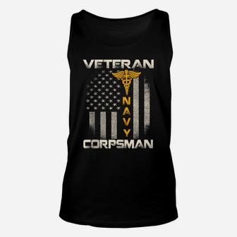 Proud Veteran Navy Corpsman T-Shirt Gifts For Men Unisex Tank Top | Crazezy