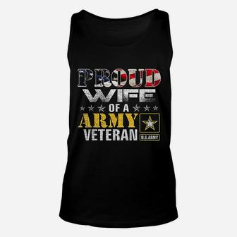Proud Wife Of A Army Veteran American Flag Unisex Tank Top | Crazezy